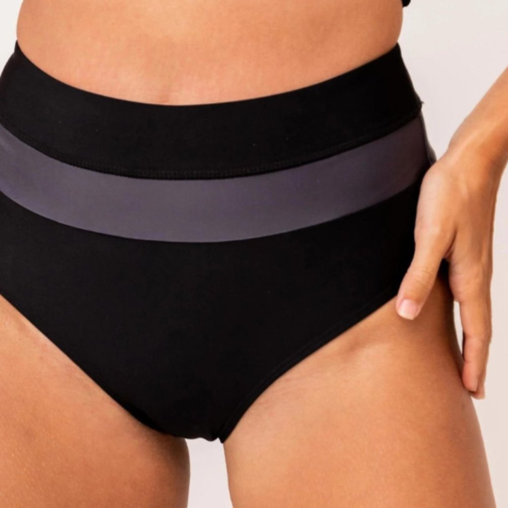 Black Colorblock Swim Bottom